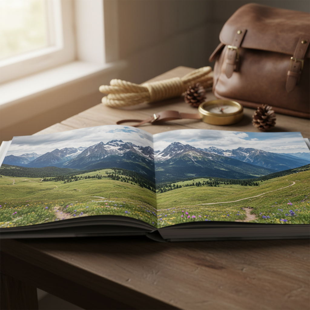Álbum de fotos apaisado 29x22 cm personalizado montaña apertura Layflat - Printoria