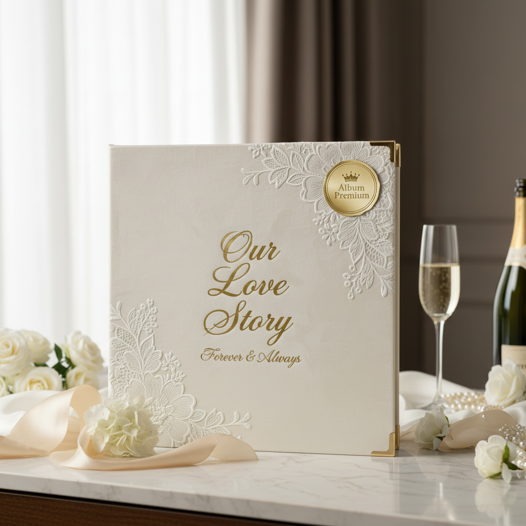 Álbum de fotos premium personalizado con hortensias tapa dura - Printoria