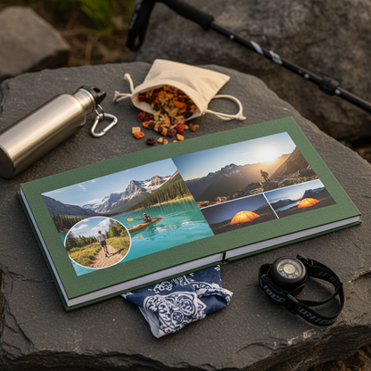 Álbum de fotos temático de aventuras cuadrado 20x20 cm personalizado - Printoria