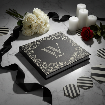 Álbum de fotos temático de boda Black & White personalizado portada cerrado - Printoria