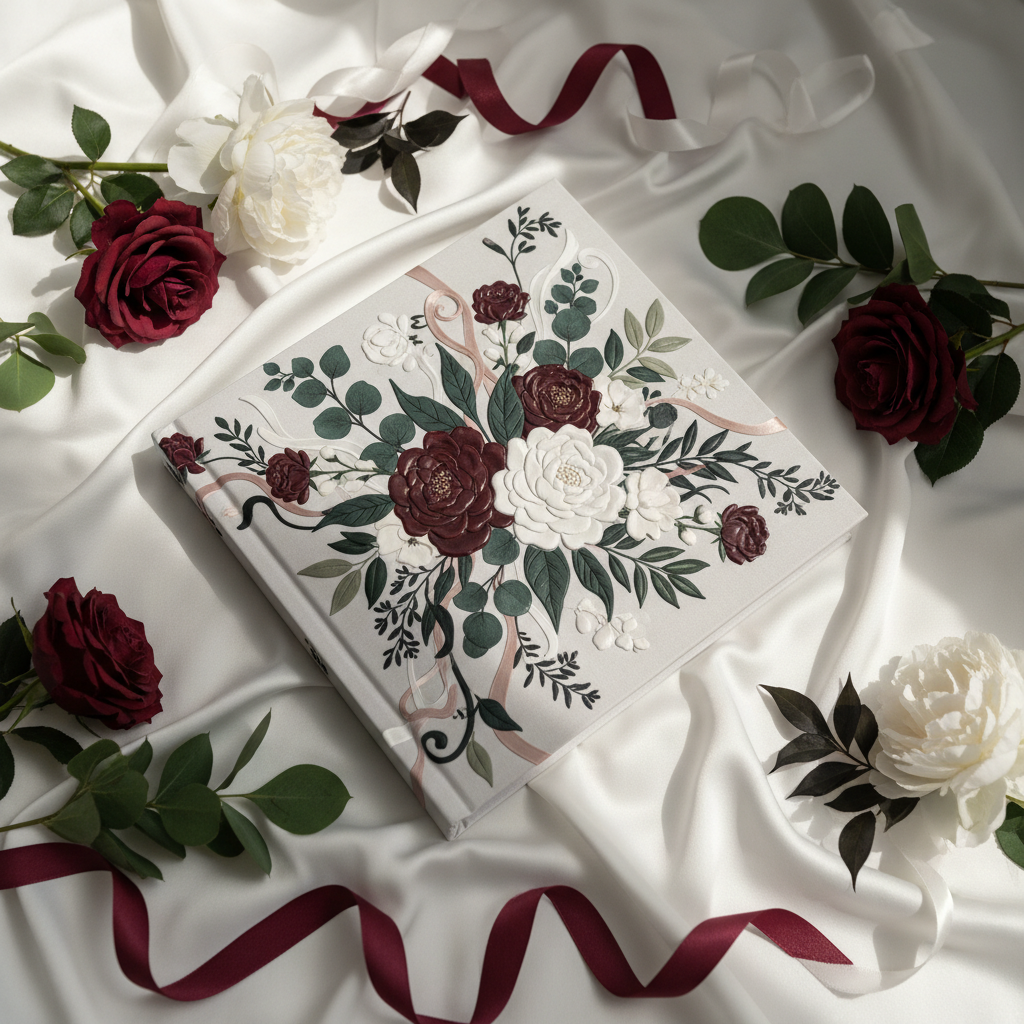 Álbum de fotos temático de boda Flower personalizado portada cerrado - Printoria