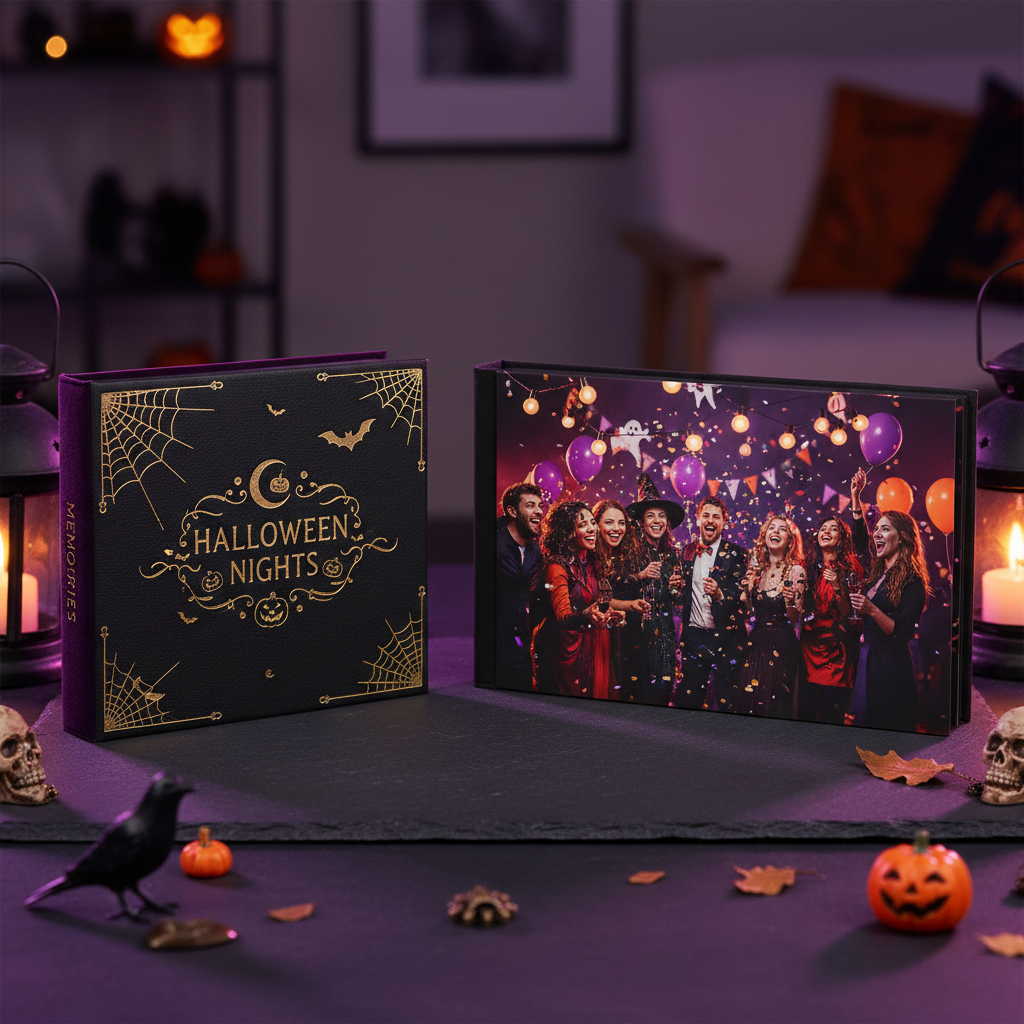 Álbum de fotos temático de Halloween personalizado diseño calabazas - Printoria