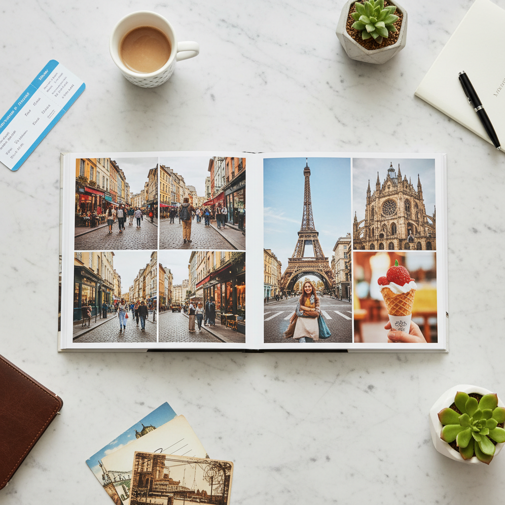 Álbum de fotos temático de viajes cuadrado 20x20 cm personalizado - Printoria