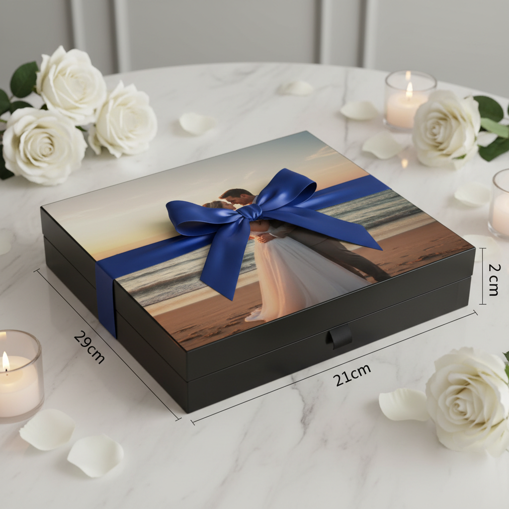 Caja regalo personalizada para boda con álbum de fotos - Printoria
