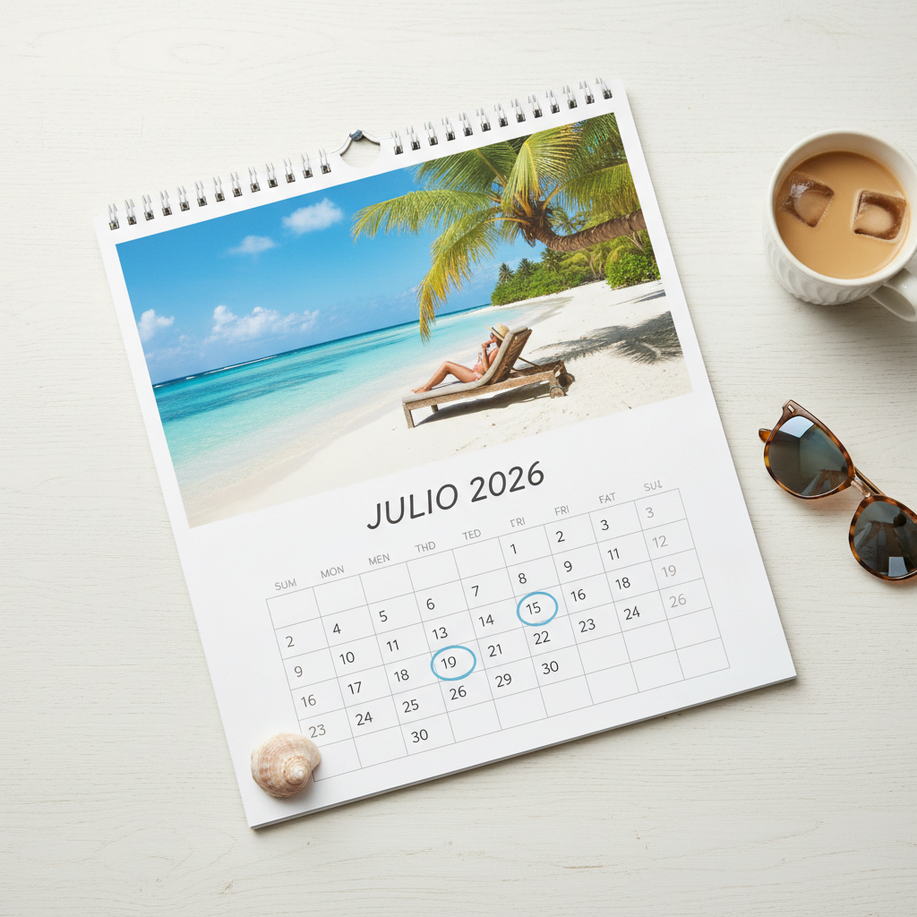Calendario personalizado A3 apaisado de pared playa vacaciones - Printoria