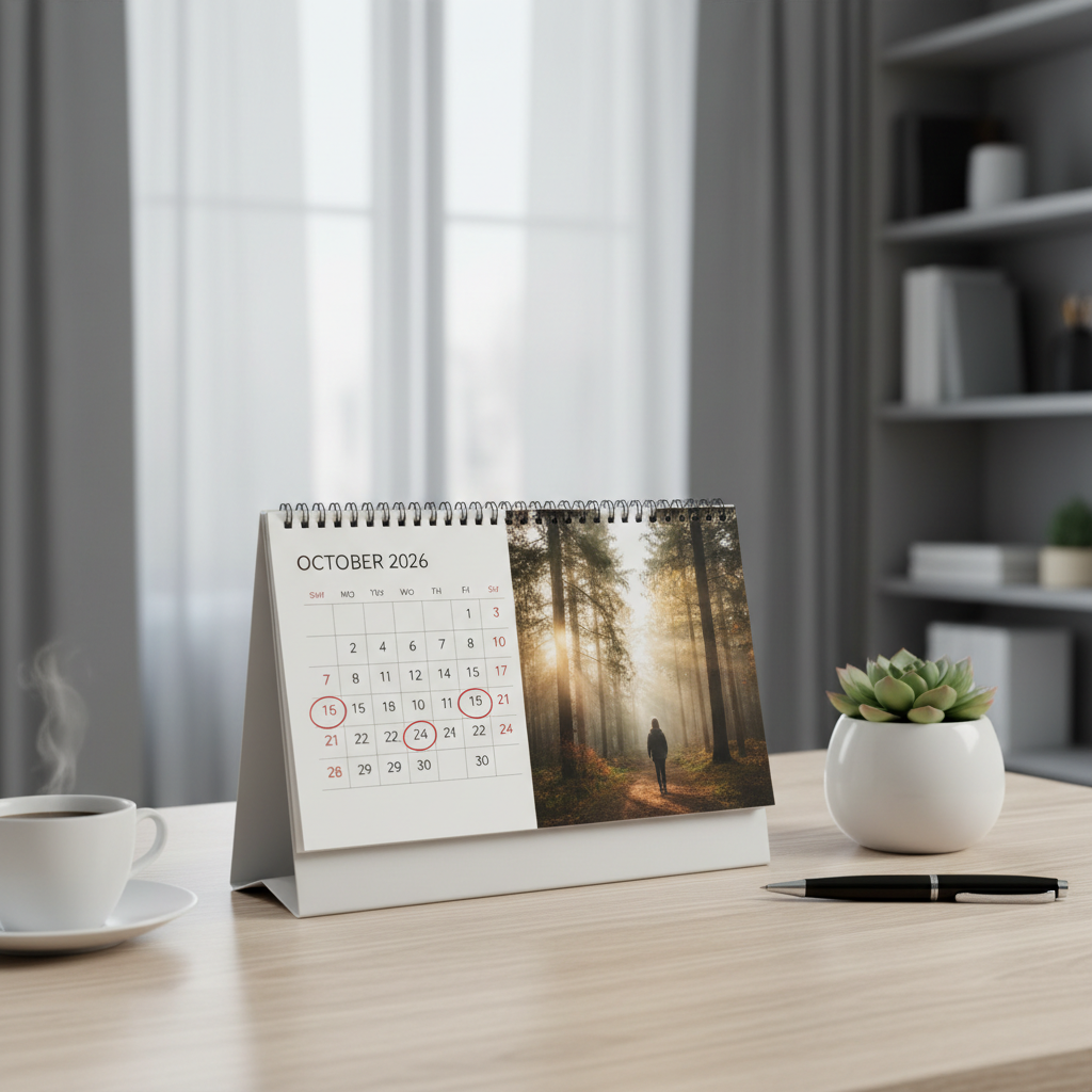 Calendario personalizado de sobremesa octubre 2026 - Printoria
