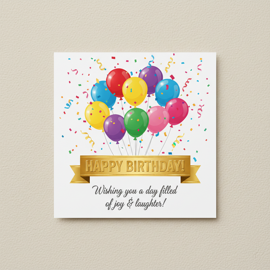 Postal personalizada Happy Birthday globos cumpleaños - Printoria